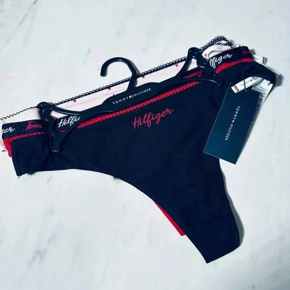 Tommy Hilfiger Other - Tommy Hilfiger - Women’s Thong Size M - Underwear NWT New Tags Black Red Pink